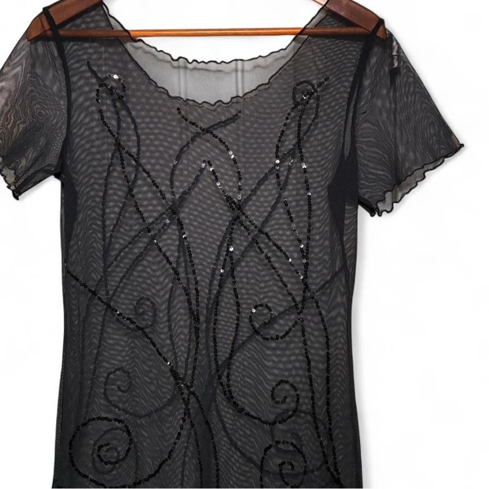 vintage black sheer sequined dress